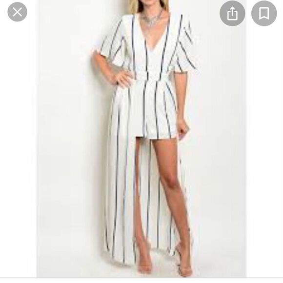 Crystal sky  romper with duster size 7 blue white - Picture 1 of 16